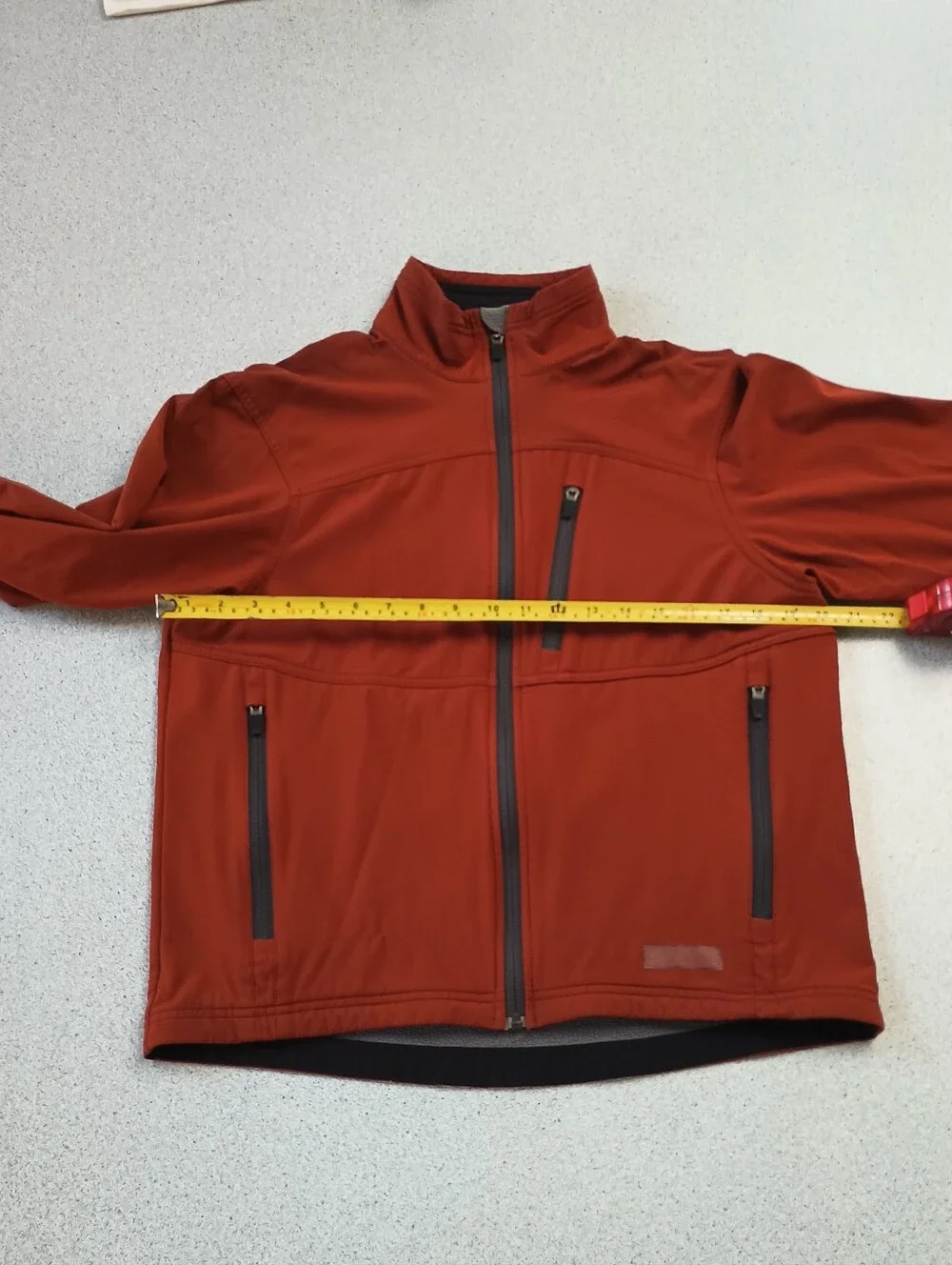 REI Men's Fleece-Lined Softshell Jacket Rust Orange Red Full Zip Pockets